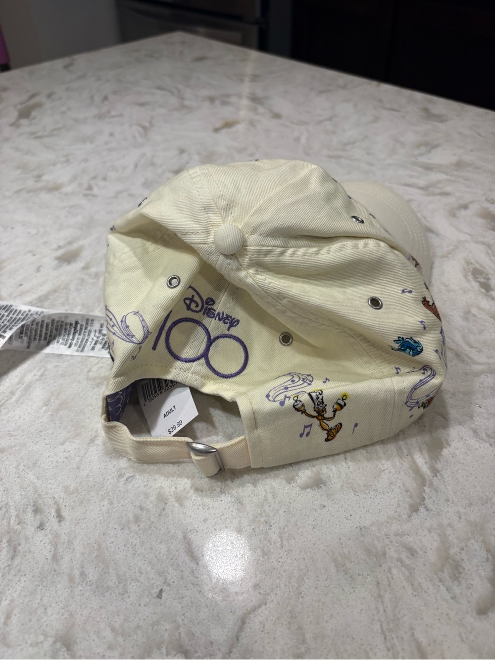 Disney 100 Cream Kids Baseball Cap with Colorful Character Prints